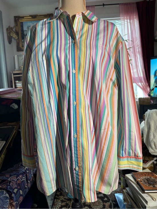 Ralph Lauren Tops - Lauren Ralph Lauren 1X Multicolor Striped Cotton Button Down Shirt Tunic